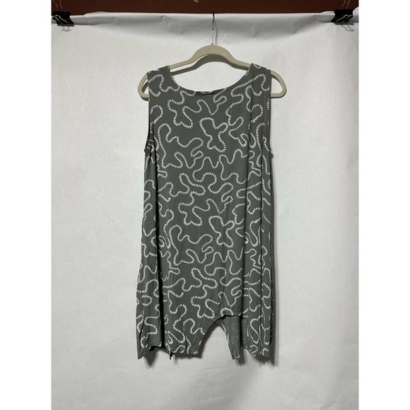 Matti Mamone Gray and white print sleeveless swing top size S - Picture 3 of 4